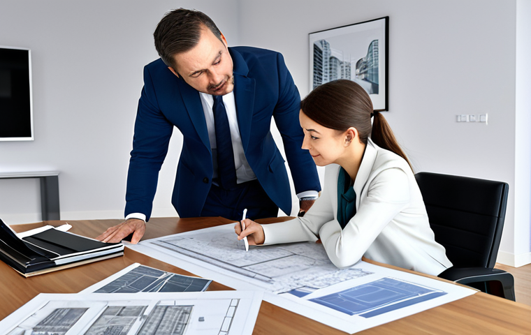 Architect-Client Meeting Visualisation**

"An architect in a fully clothed professional outfit, engaged in a meeting with a client in a modern office space. They are reviewing 3D renderings of a house design. The setting should evoke a sense of collaboration and trust. Include blueprints and design samples on the table. Perfect anatomy, correct proportions, natural pose, professional rendering, fully clothed, appropriate content, safe for work, professional, family-friendly."

**