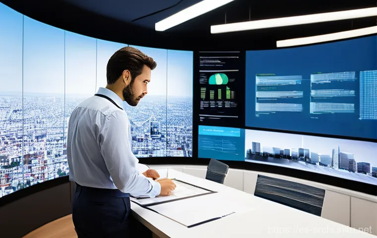 건축 프로젝트 관리 팁 - **Prompt: Strategic Planning Architect in Modern Office**
    "A professional architect, appearing t...