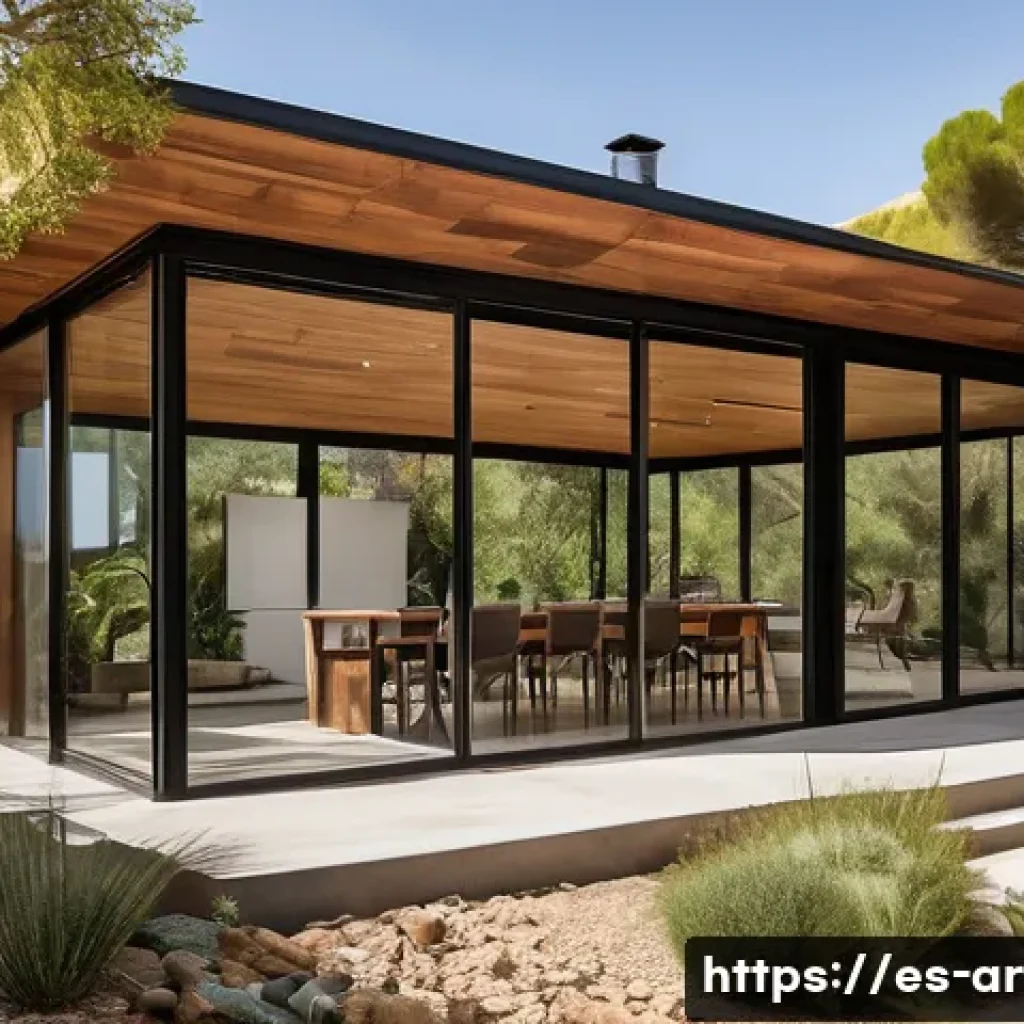 건축 설계에서 친환경 접근법 - A modern sustainable house exterior featuring certified FSC wood structures combined with recycled s...