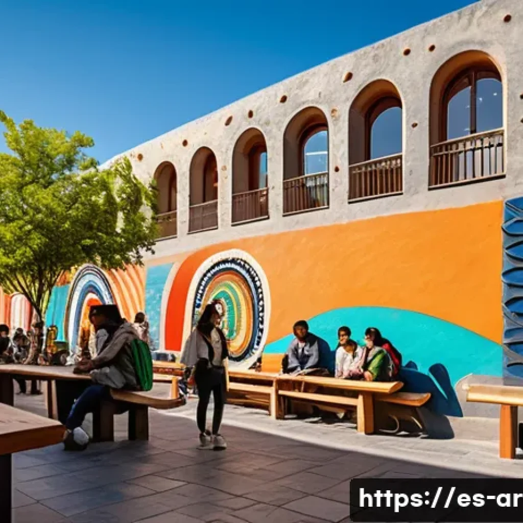 건축 프로젝트의 문화적 영향 분석 - A vibrant urban plaza in Mexico City blending indigenous and mestizo architectural elements, featuri...